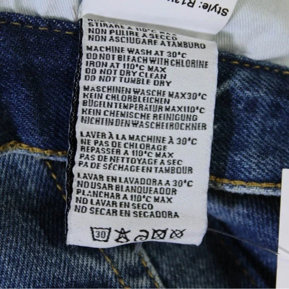 R13 Cuffed Lisa Baggy Jeans in Bain Blue Size 31
